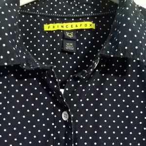 3/$15 Polka-dotted Navy dress shirt